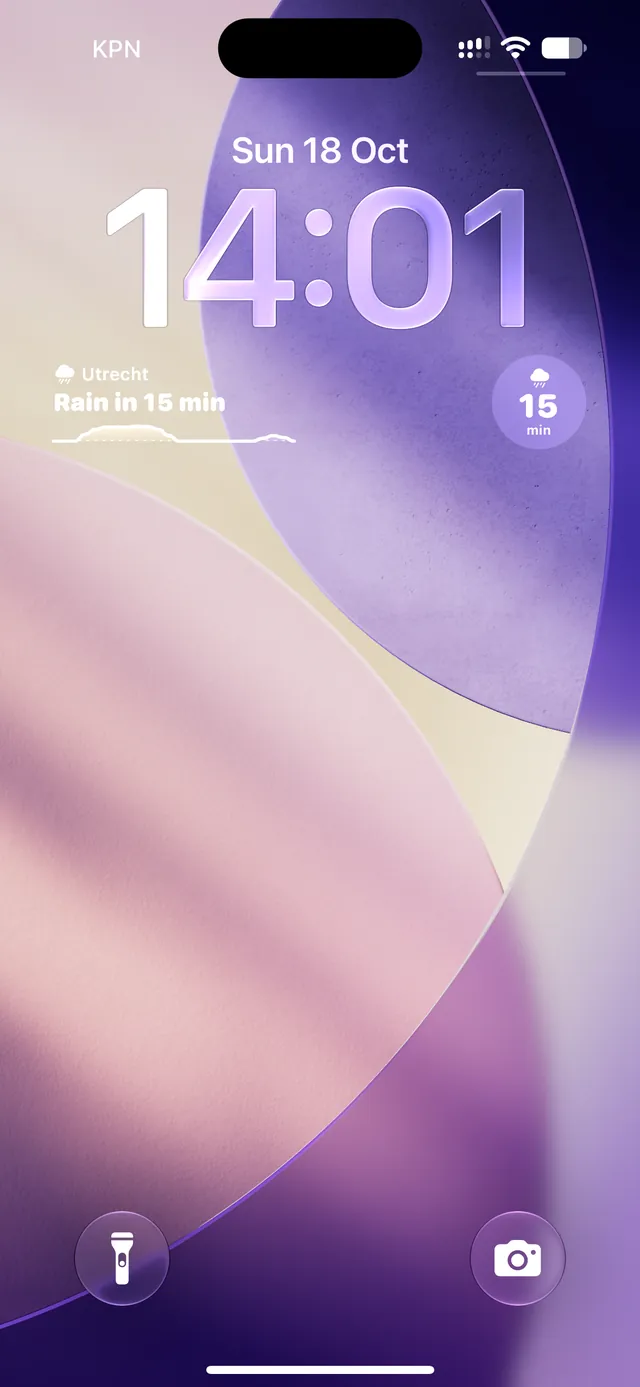 Widget på låseskærmen: regn om 15 minutter